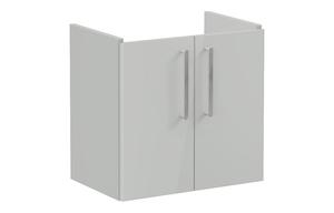 VitrA Root Flat 60cm 2 Door Wall Hung Slim Washbasin Unit - Shiny Pearl Grey